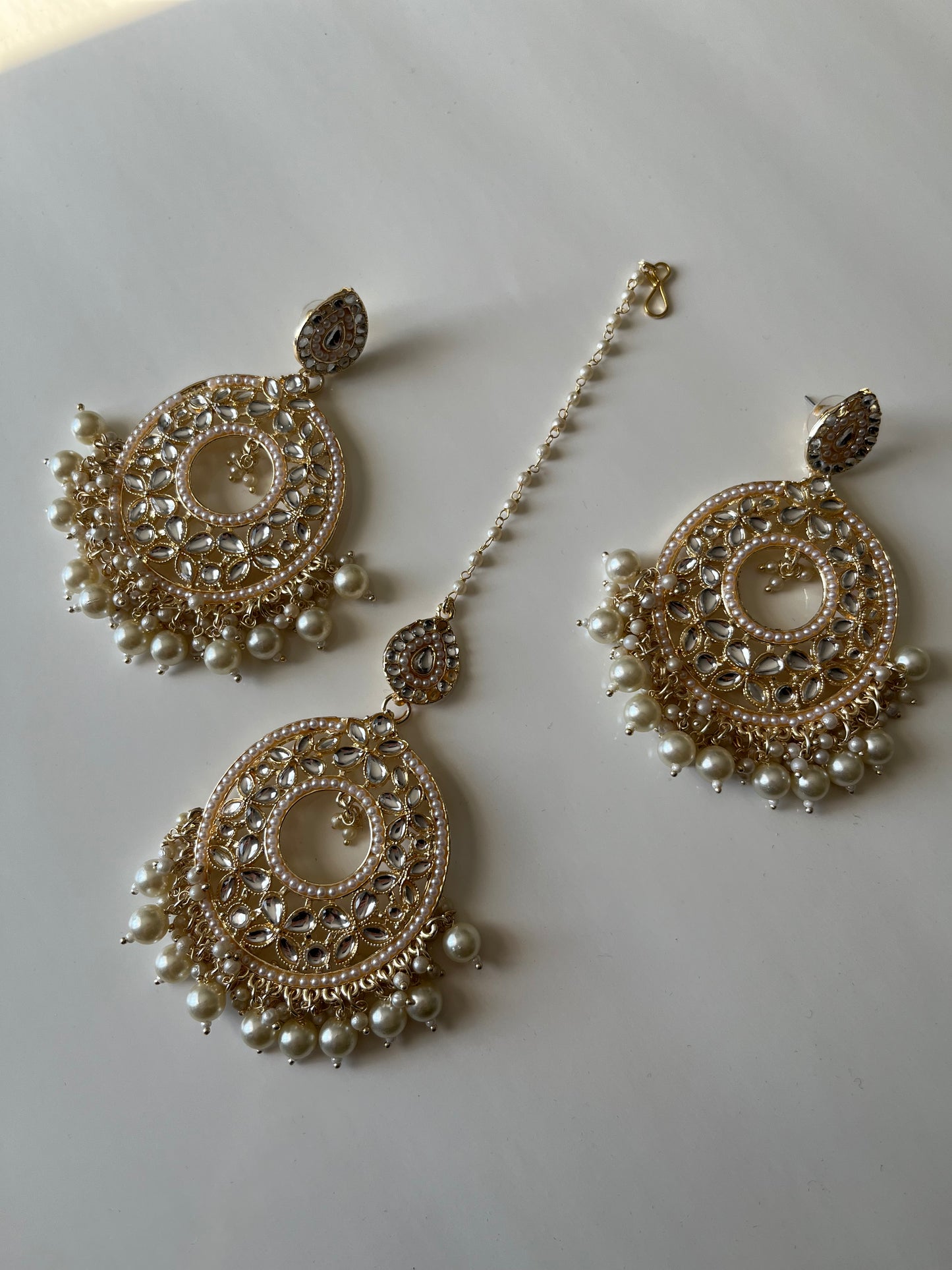 Pearl White Earring Tikka Set