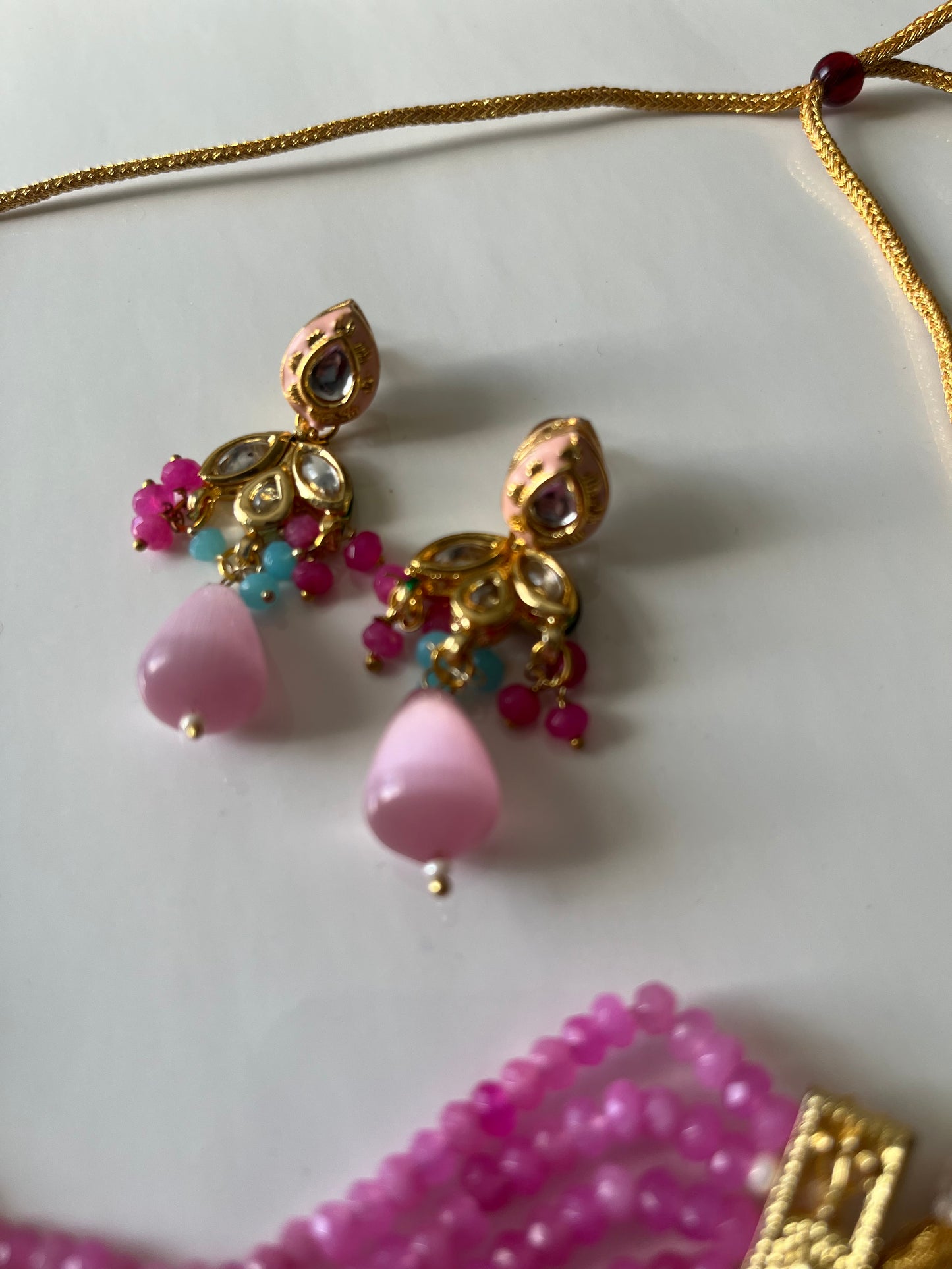 Barbie Pink and Blue Kundan Choker Set