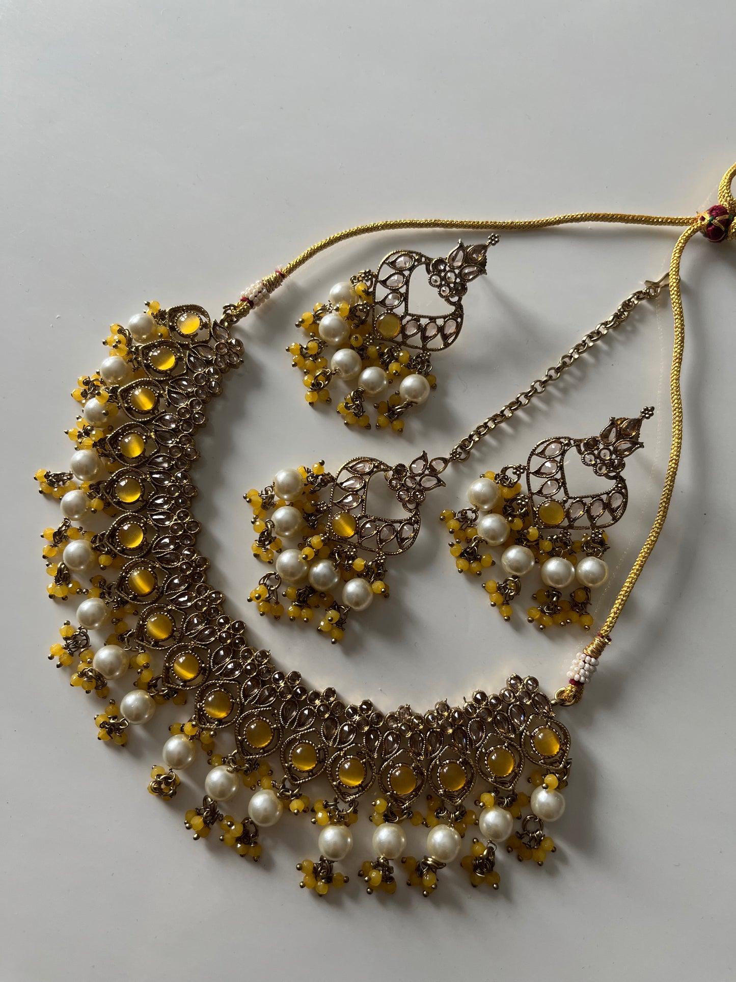 Yellow Pearl Necklace Set