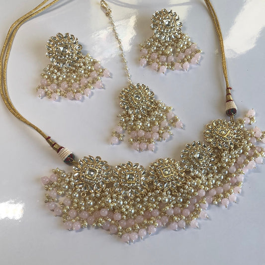 Baby Pink Necklace Earring Srt