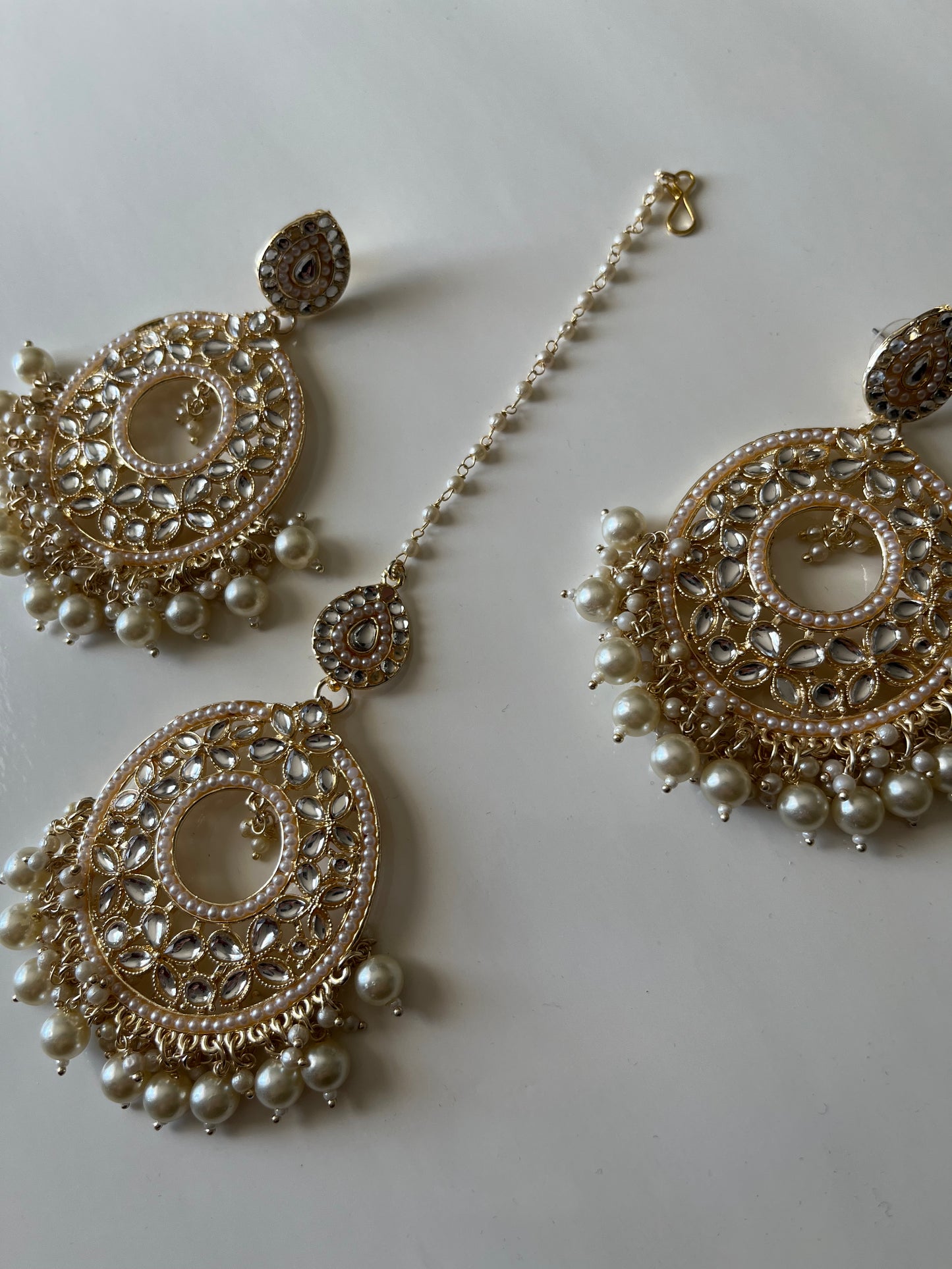 Pearl White Earring Tikka Set
