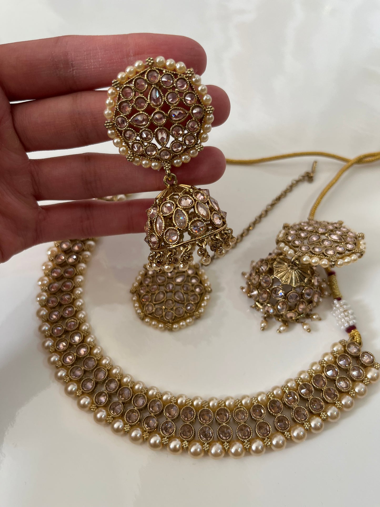 Double Layer Gold Jumke Necklace Set