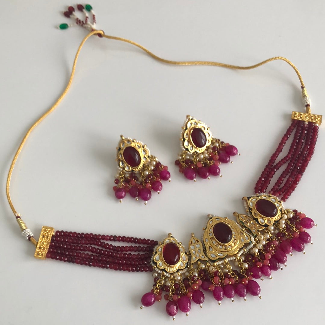 Fuchsia Pink Kundan Necklace