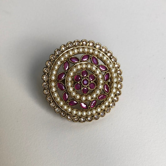 Maroon Pearl Crystal Ring