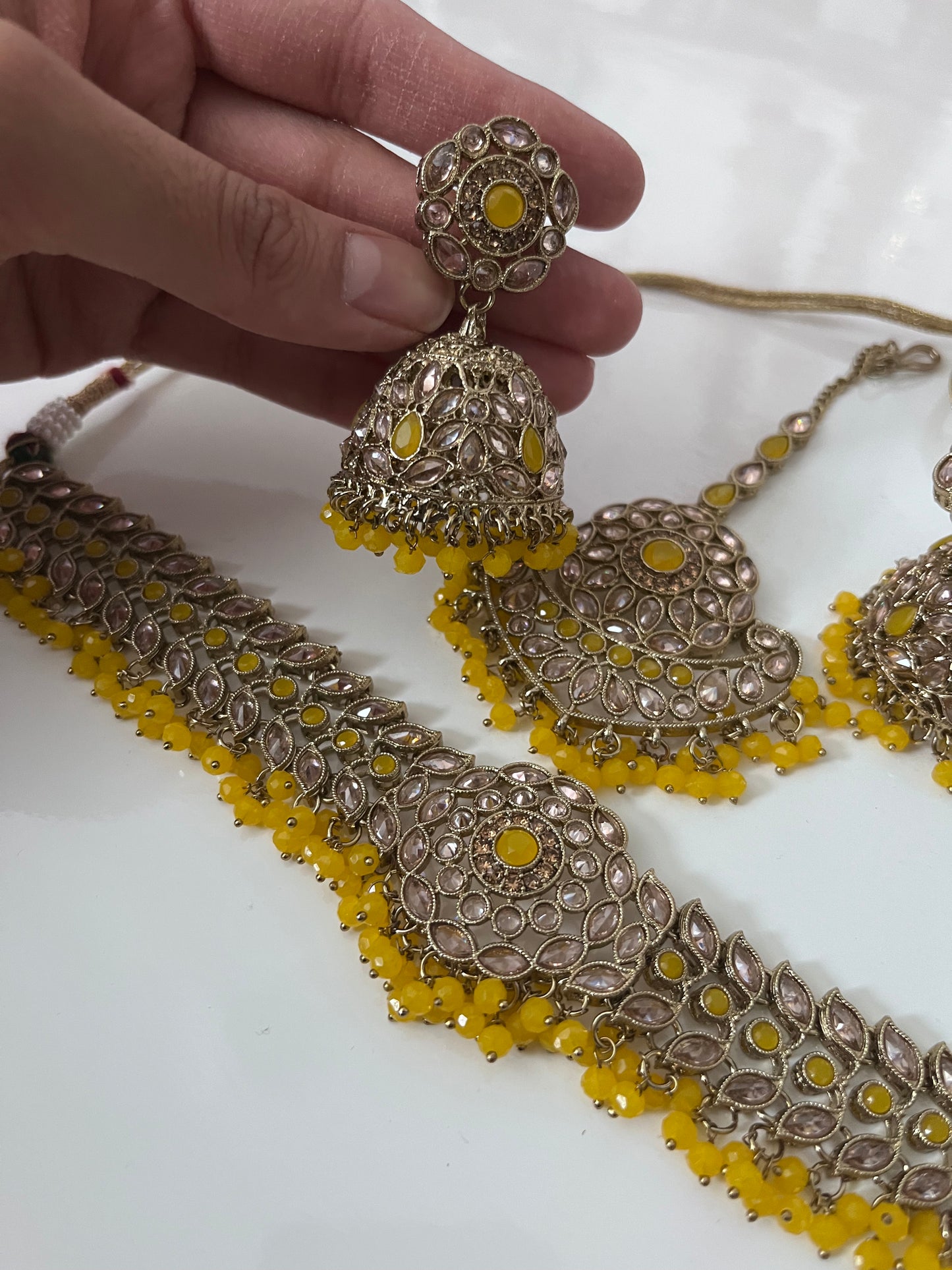 Yellow Jumke Polki Choker Set