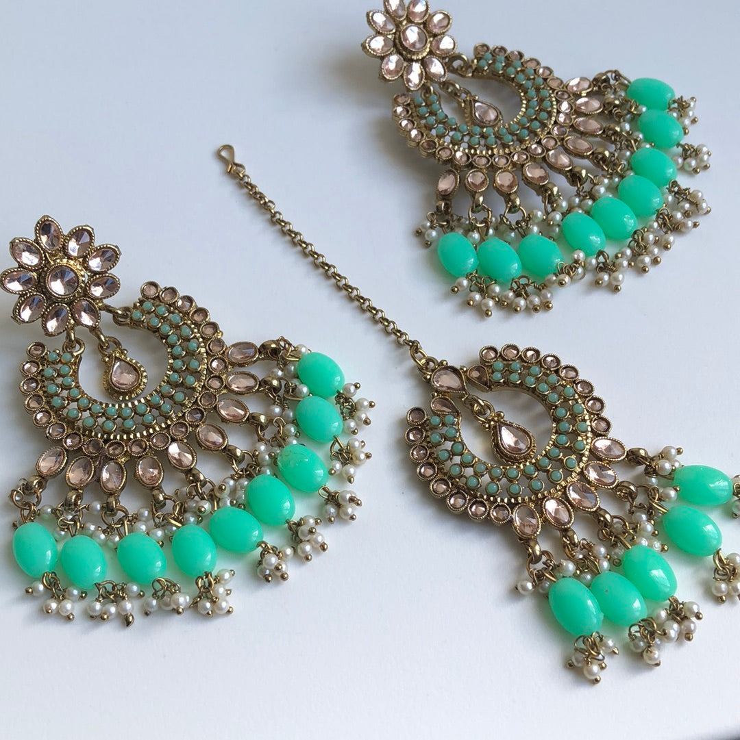 Neon Green Earring Tikka Set