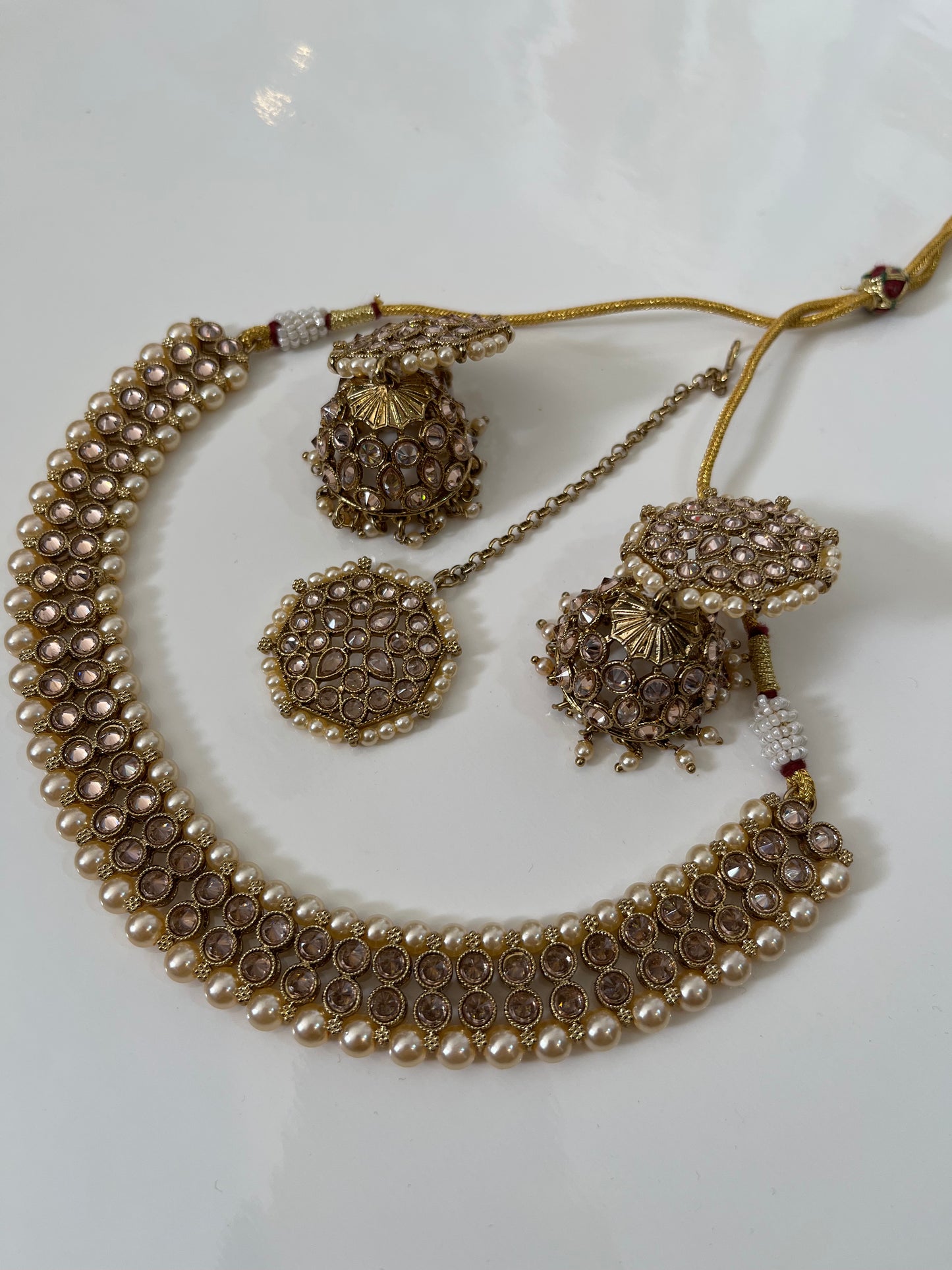 Double Layer Gold Jumke Necklace Set