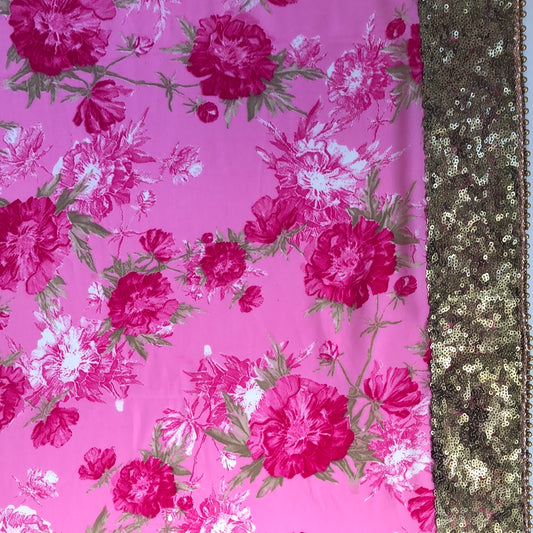 Bright Pink Floral Duppatta