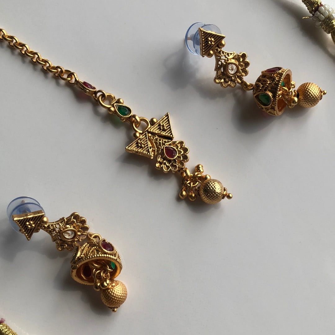 Antique Gold Necklace Earring Set