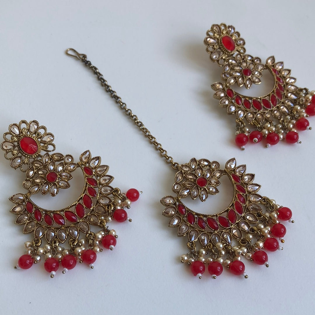 Light Red Crystal Chandelier Earrings