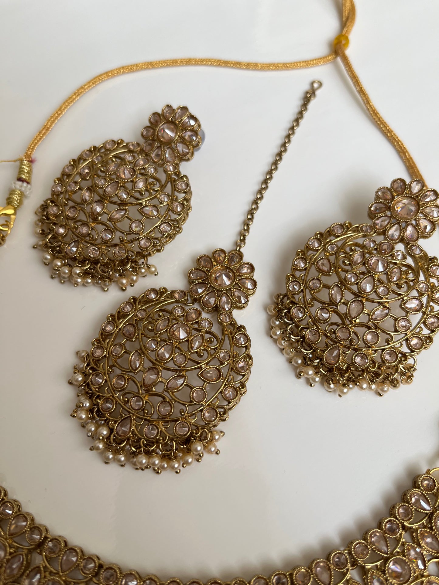 Round Gold Polki Necklace Set