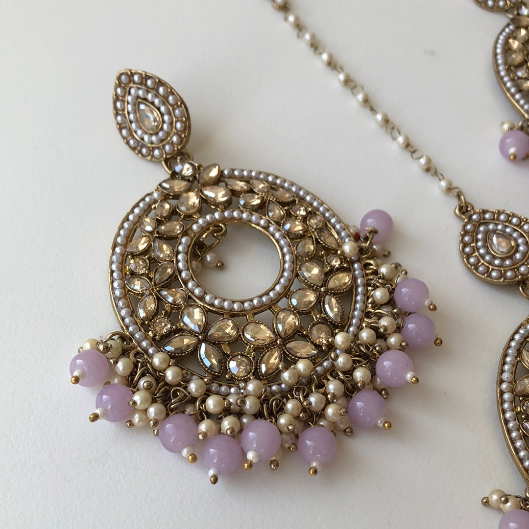 Lavender Drop Earring Tikka Set