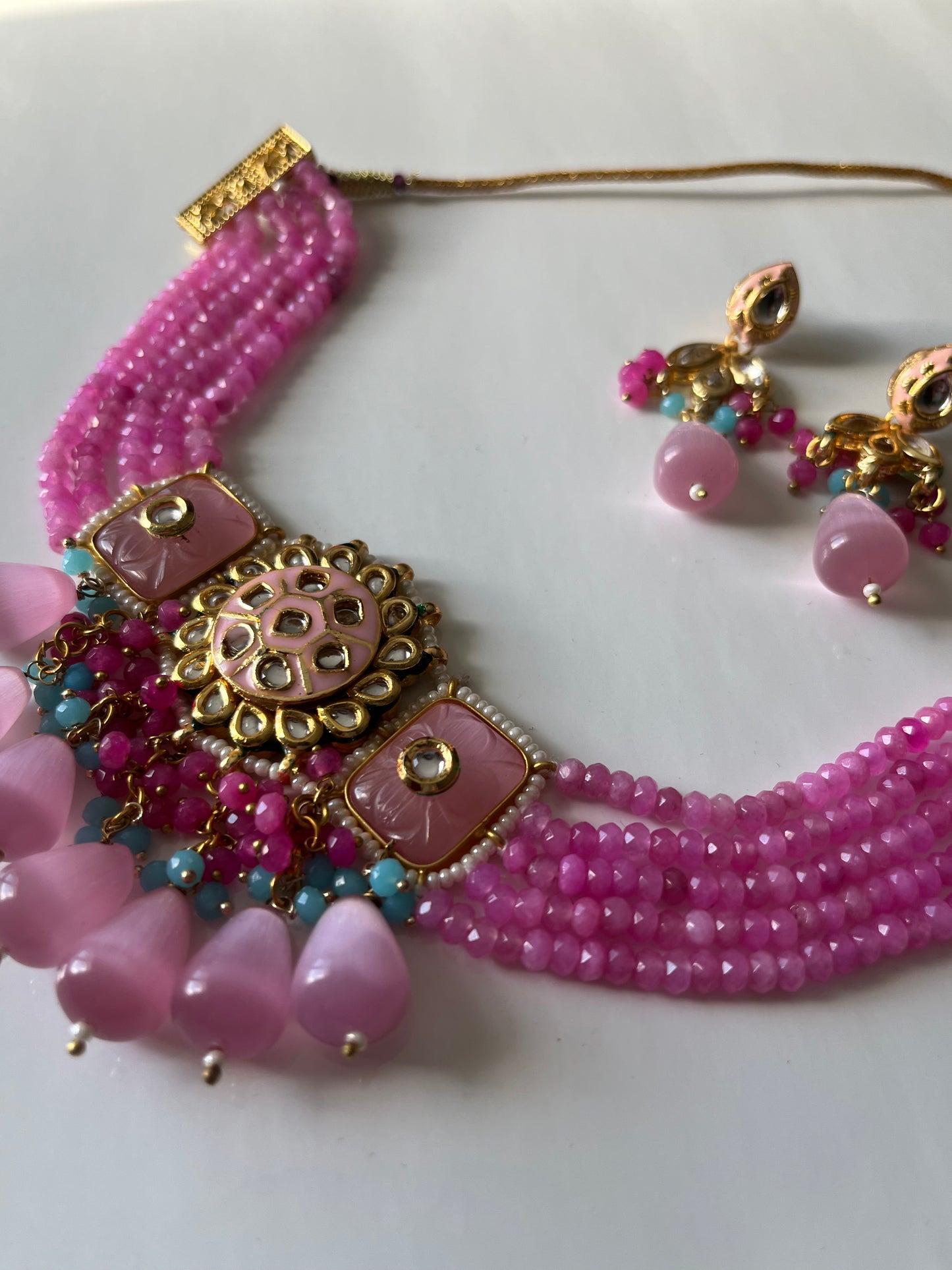 Barbie Pink and Blue Kundan Choker Set