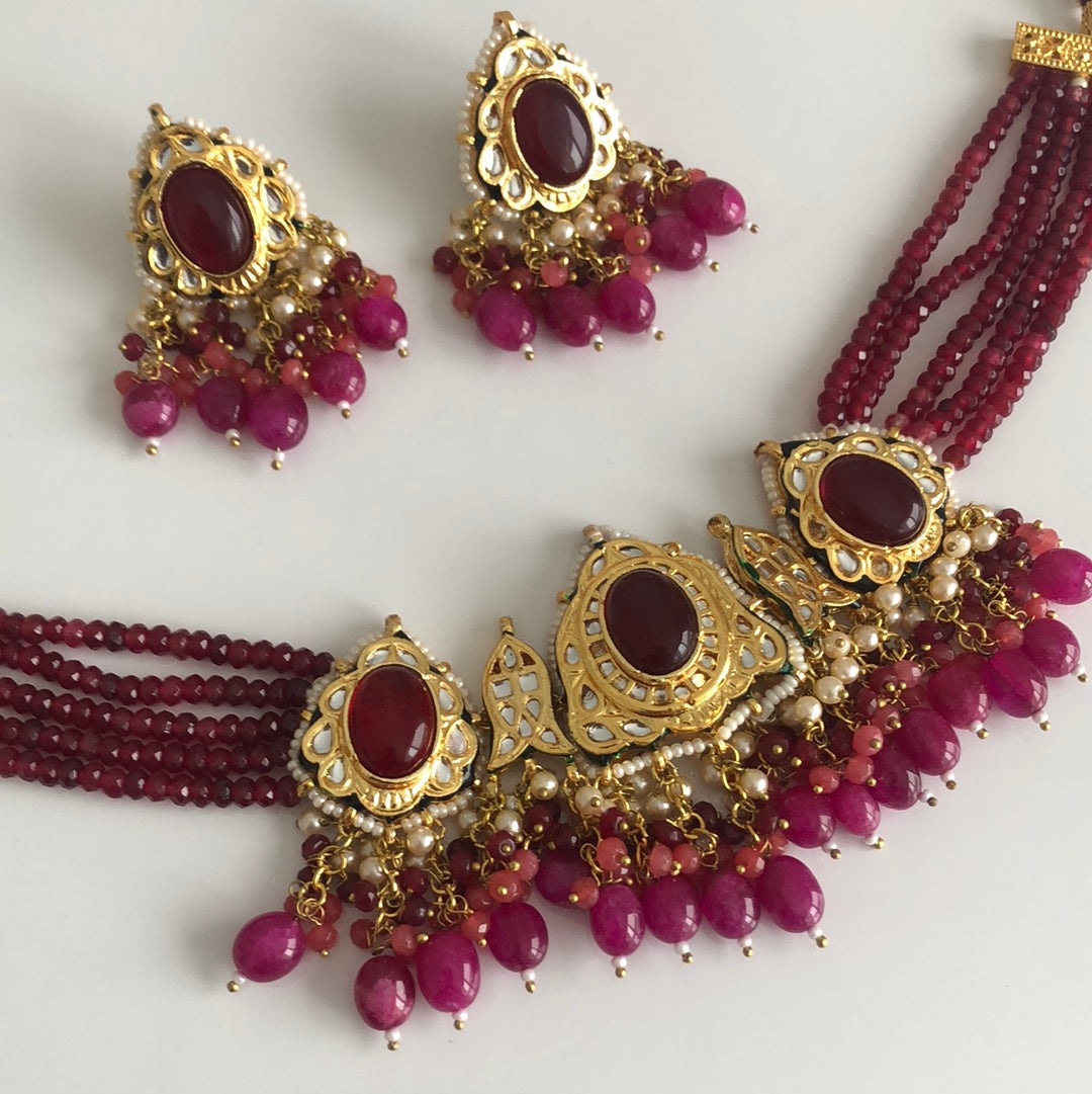 Fuchsia Pink Kundan Necklace