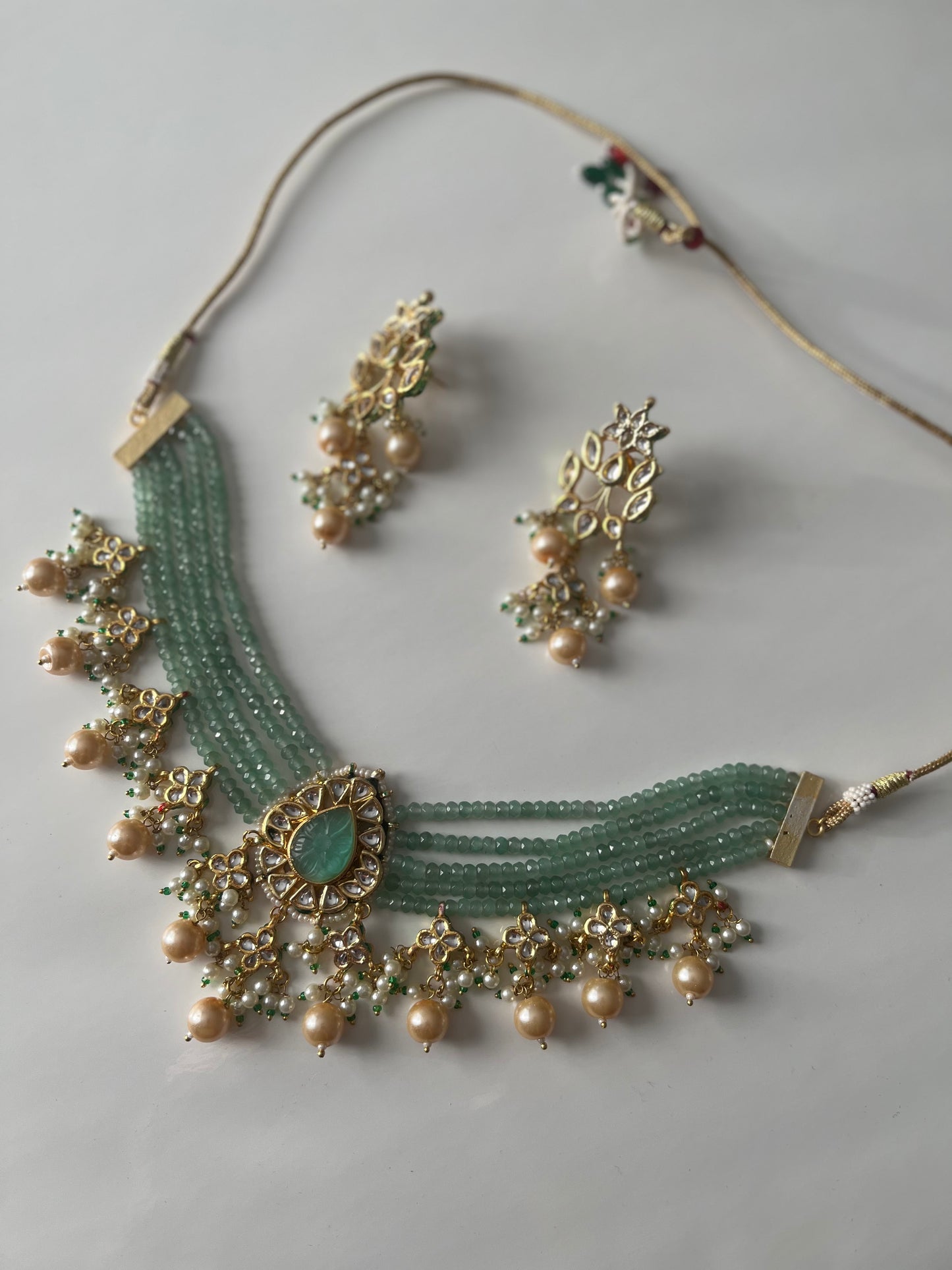 Seafoam Green Kundan Pearl Set