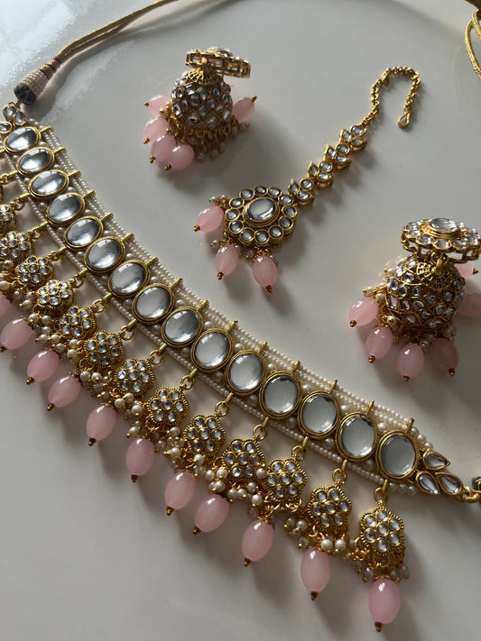 Pink Gold Choker Set