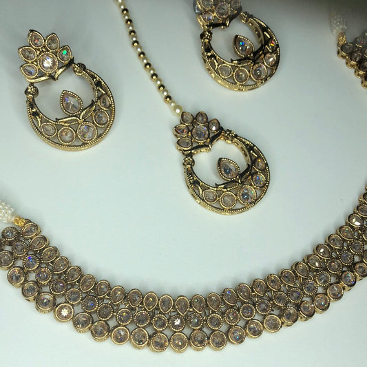 Polki Gold Choker/Necklace Earring Tikka Set