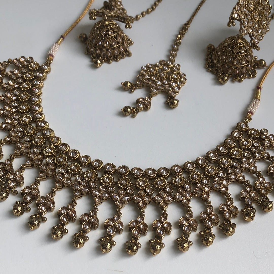 Stunning Gold Necklace Earring Tikka Set