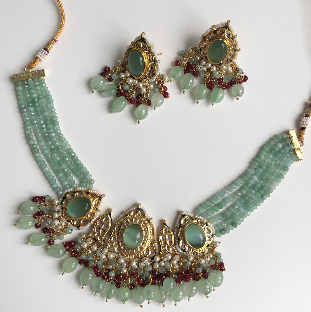 Sea Green Necklace Earrings Set