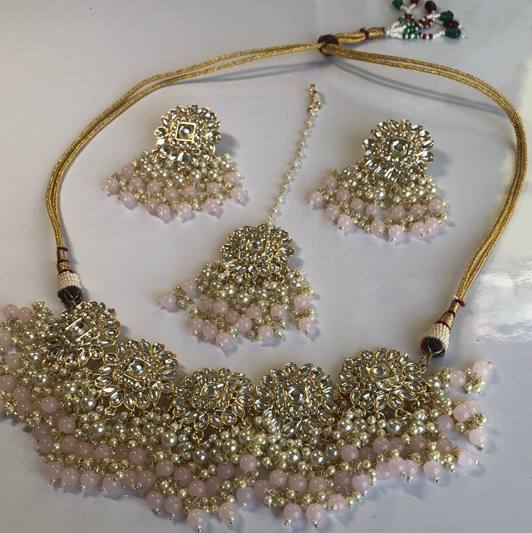 Baby Pink Necklace Earring Srt