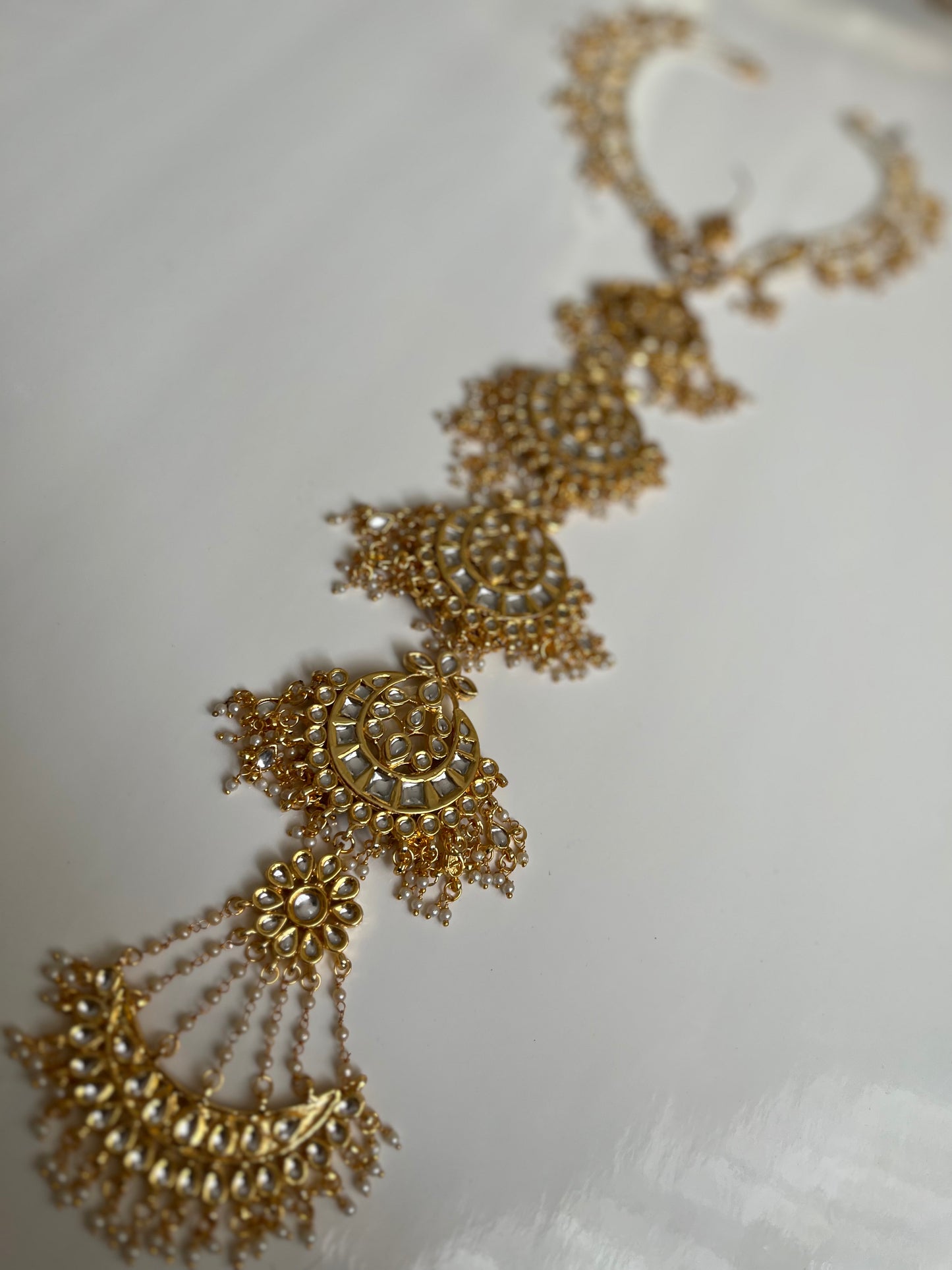 Thappa Kundan Pearl Hair Braid Piece