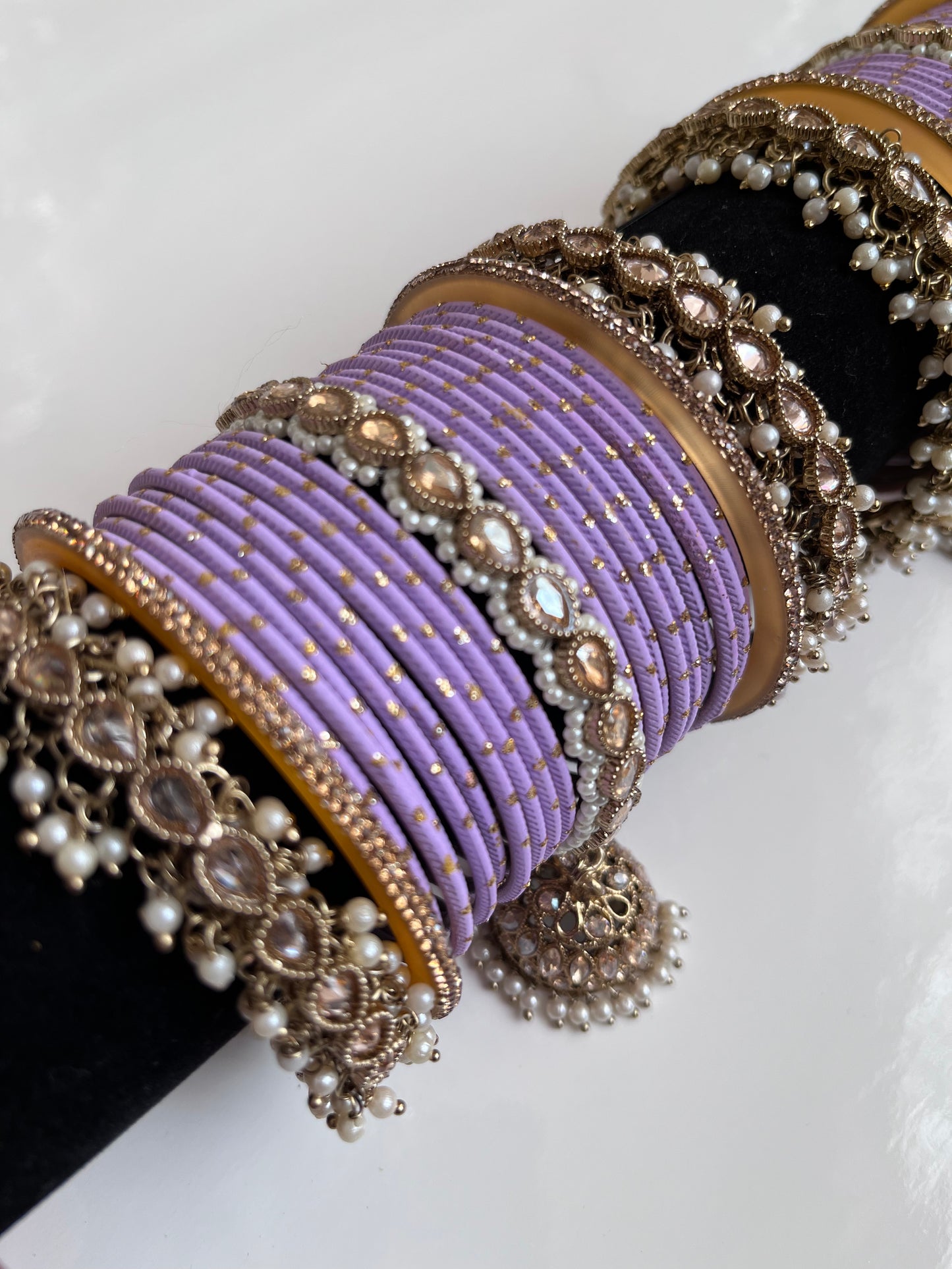 Lavender Polki Jumke Bangle Set