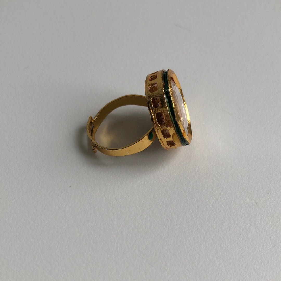 Clear Kundan Statement Ring