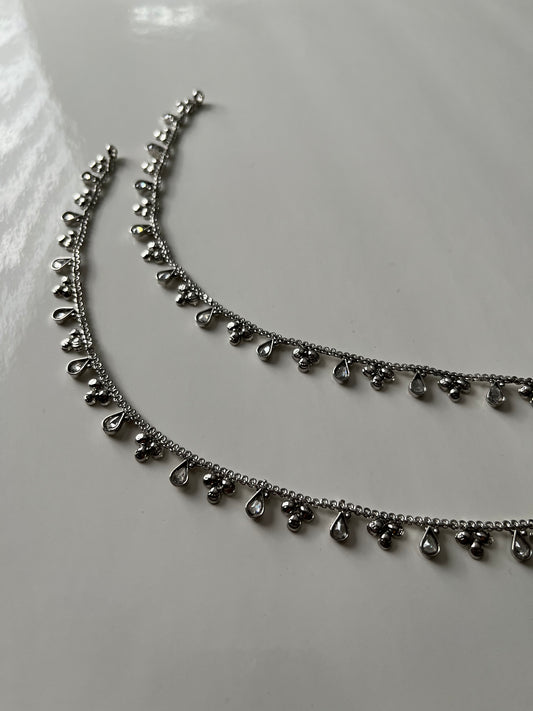 Silver Glass Mickey Anklets Janjaran