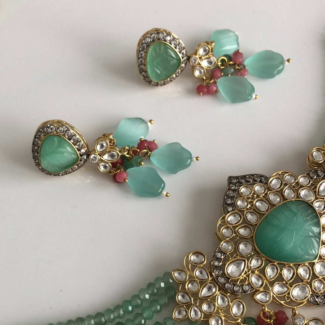 Pachi Kundan Sea Blue Stunning Showstopper Set