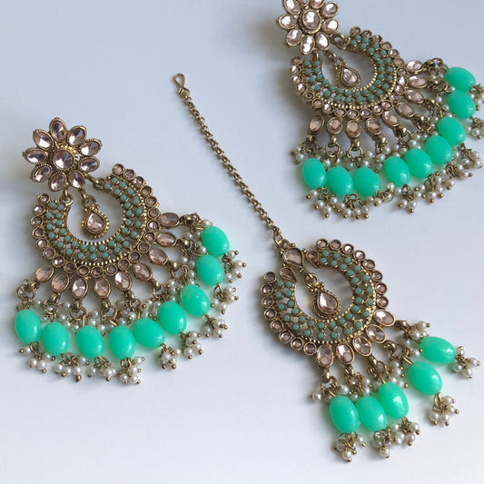 Neon Green Earring Tikka Set