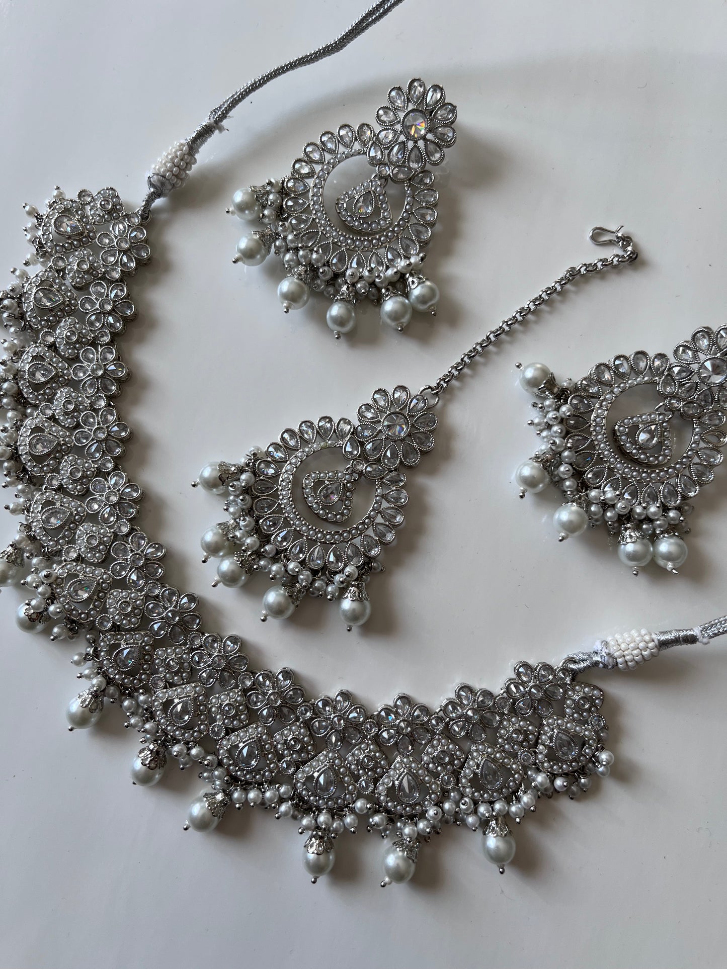 Statement Silver Necklace Set