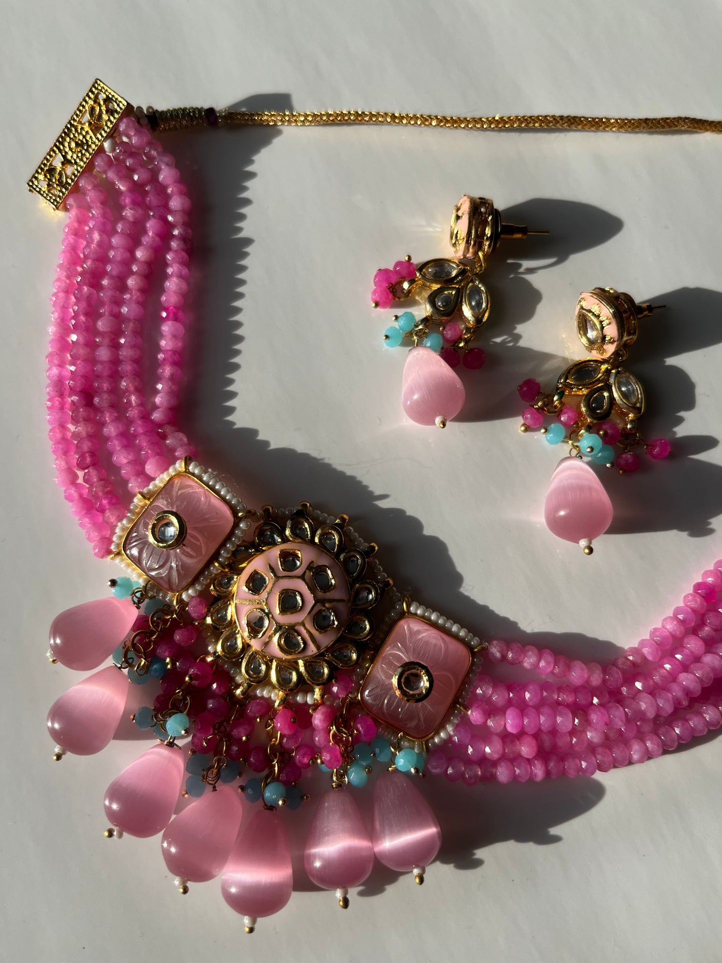 Barbie Pink and Blue Kundan Choker Set