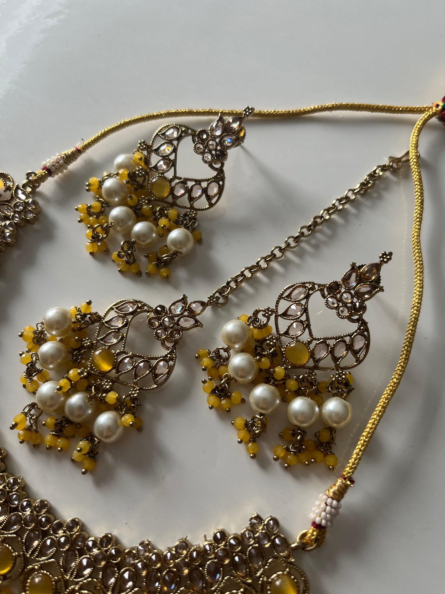 Yellow Pearl Necklace Set