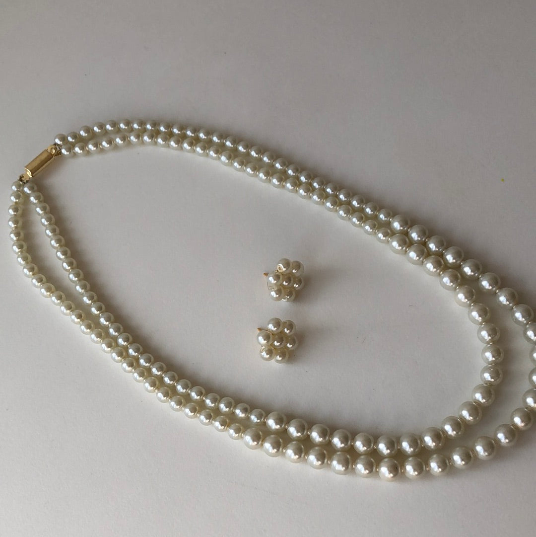 Ballroom Pearl Necklace Earring Set