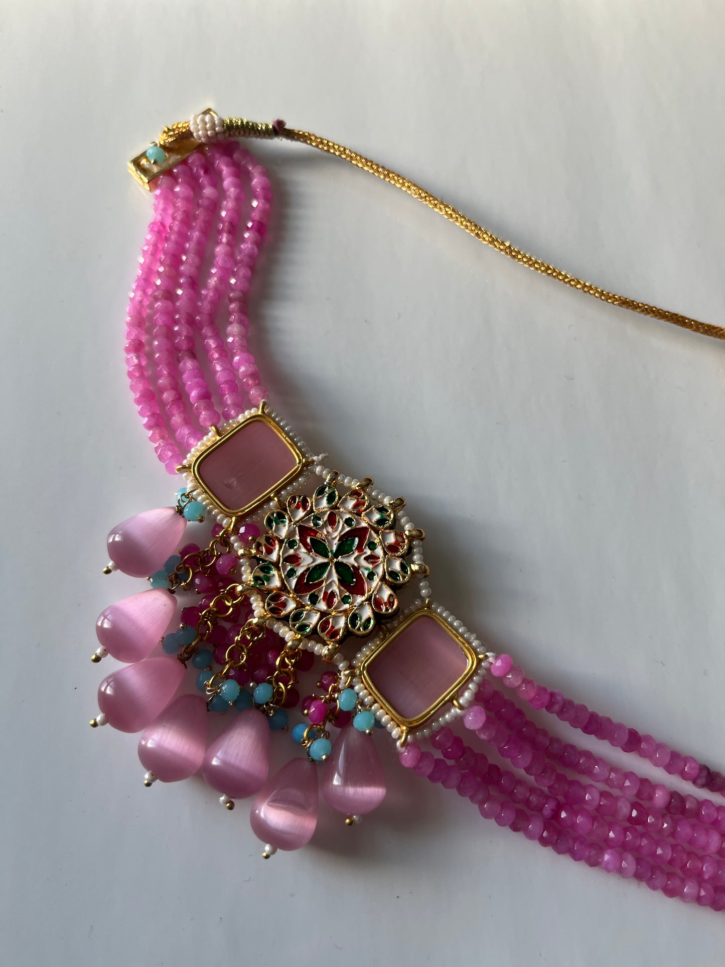 Barbie Pink and Blue Kundan Choker Set