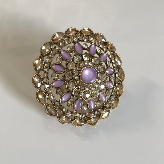 Lavender Gold Crystal Ring