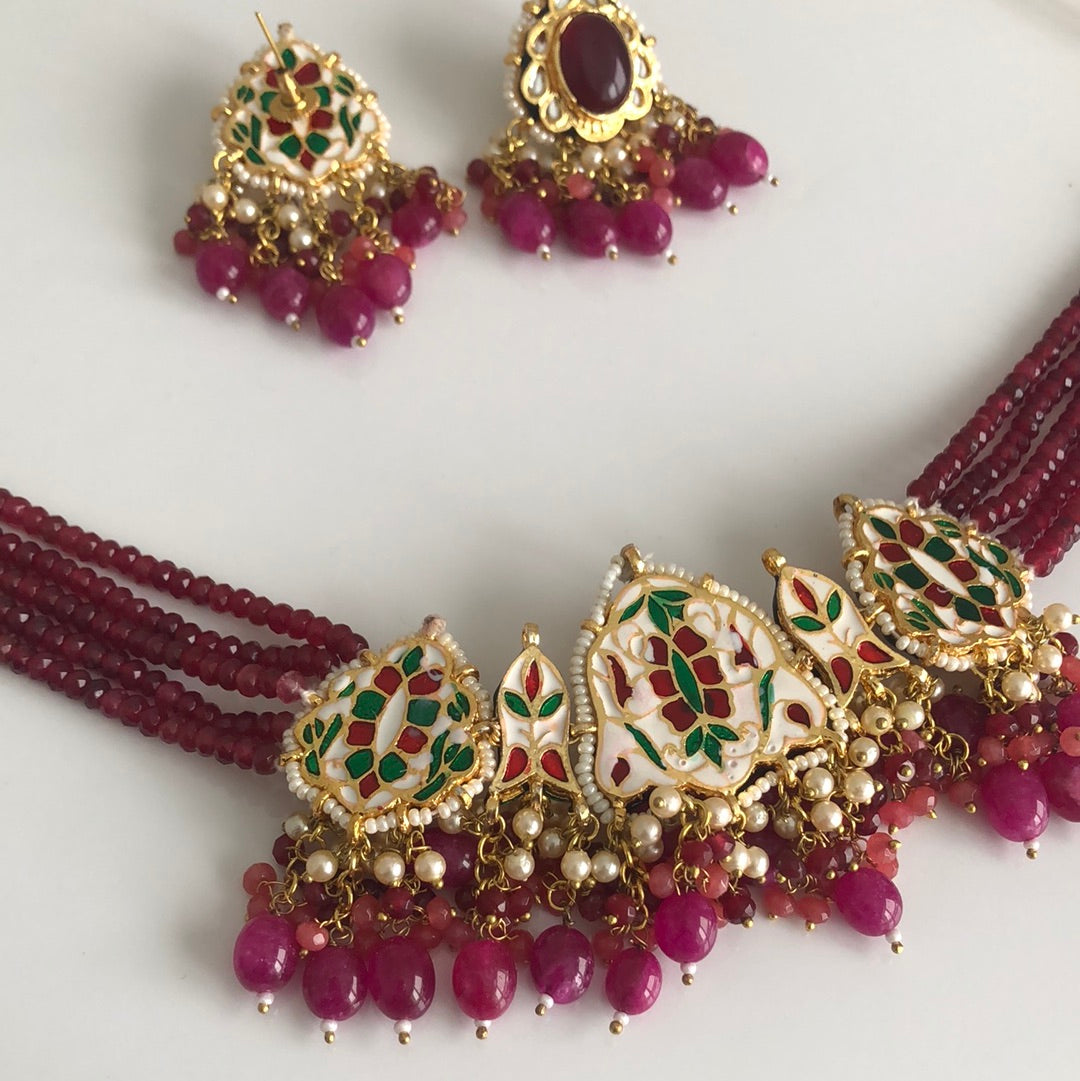 Fuchsia Pink Kundan Necklace