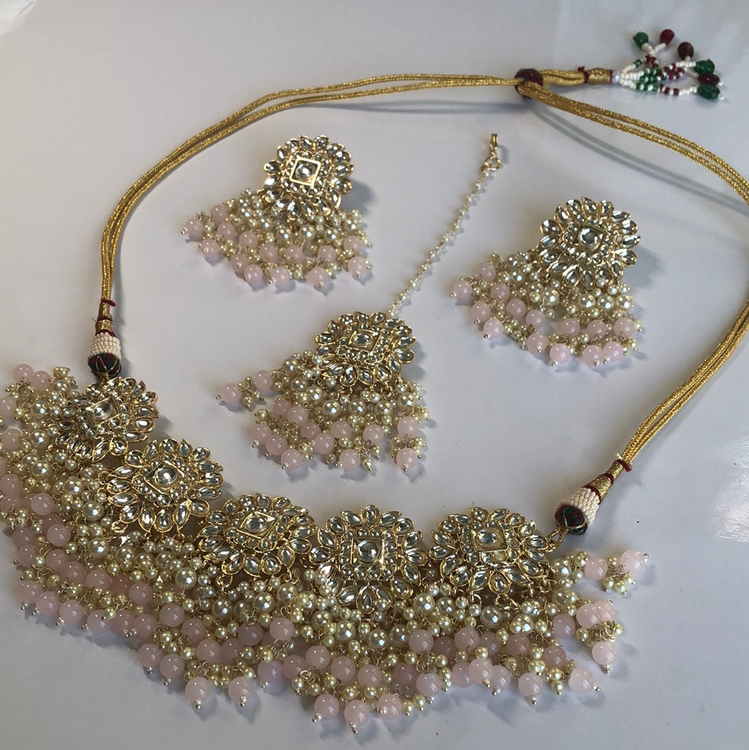 Baby Pink Necklace Earring Srt