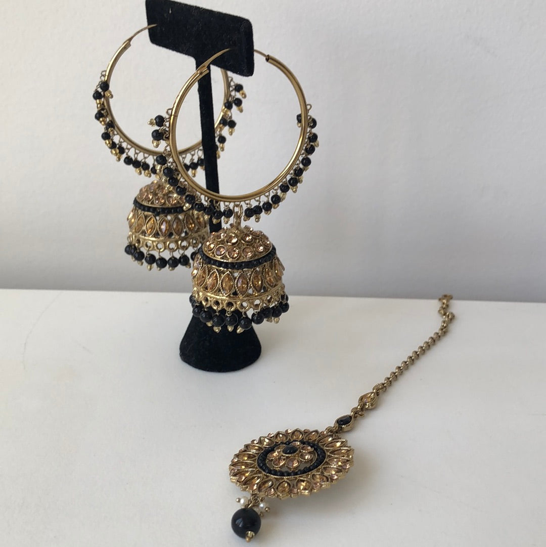 Black Gold Jumke Earring Tikka