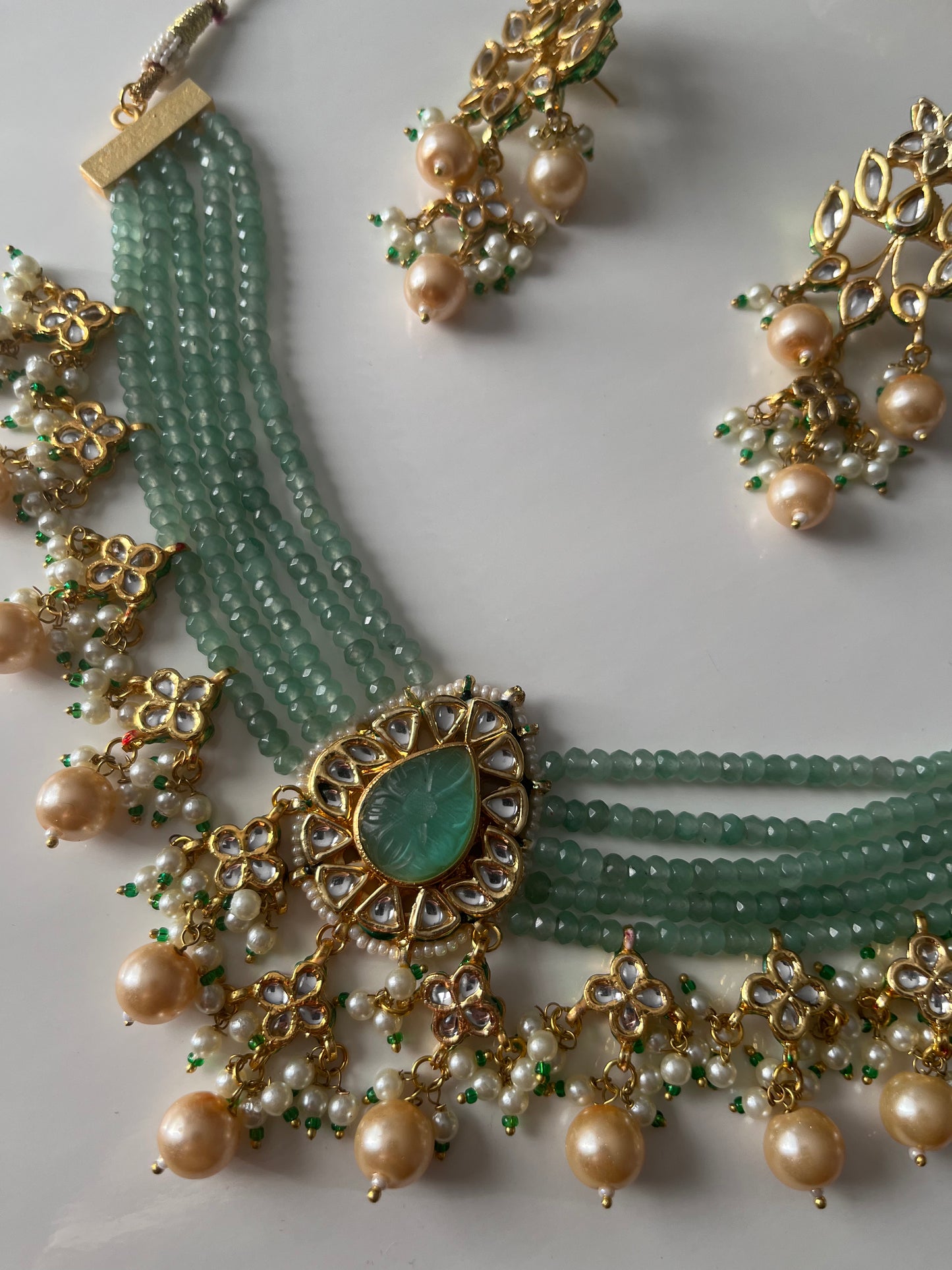 Seafoam Green Kundan Pearl Set