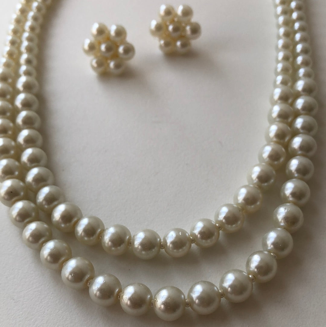 Ballroom Pearl Necklace Earring Set