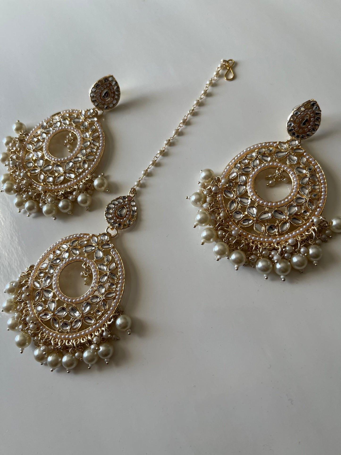 Pearl White Earring Tikka Set