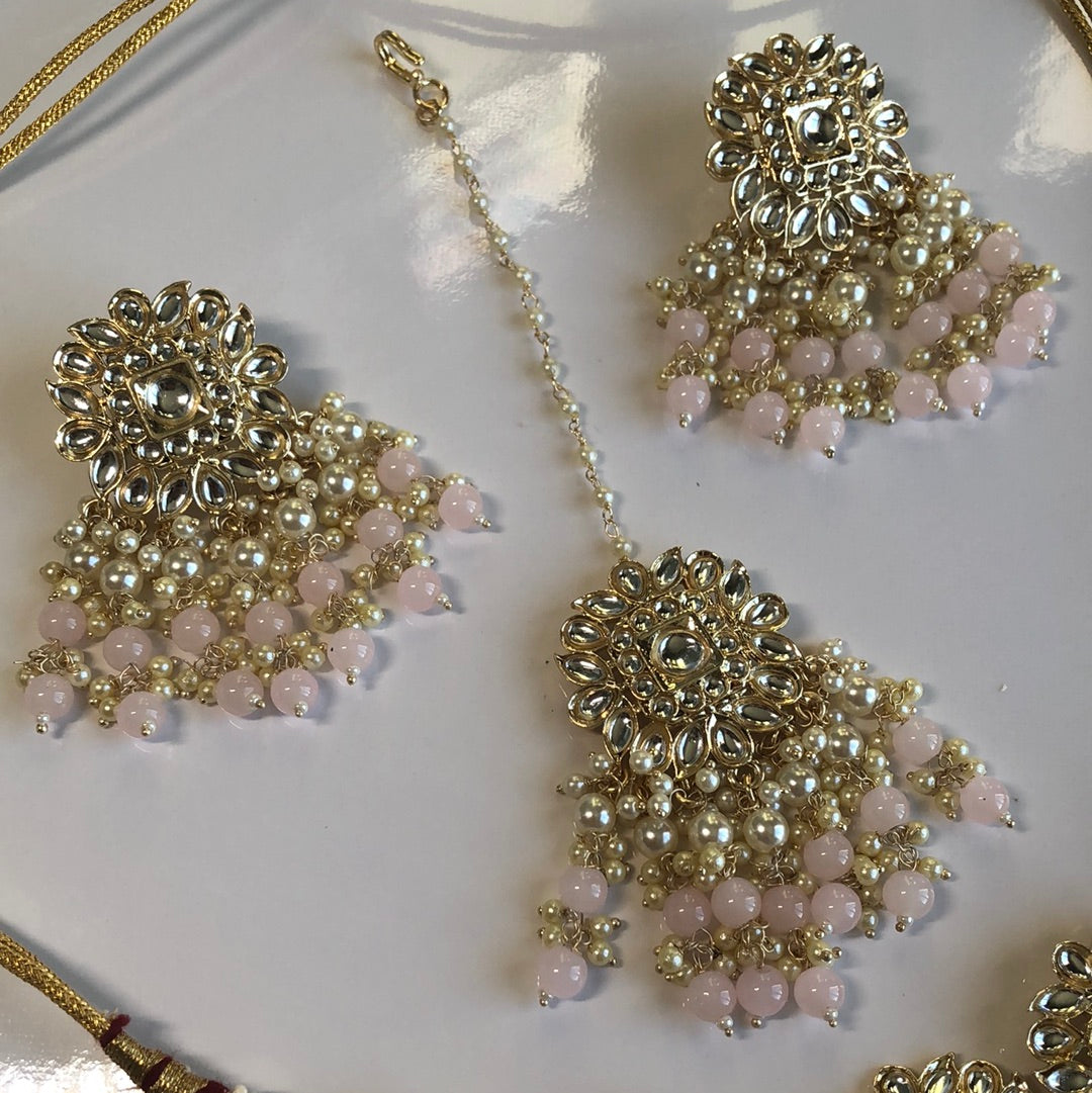 Baby Pink Necklace Earring Srt