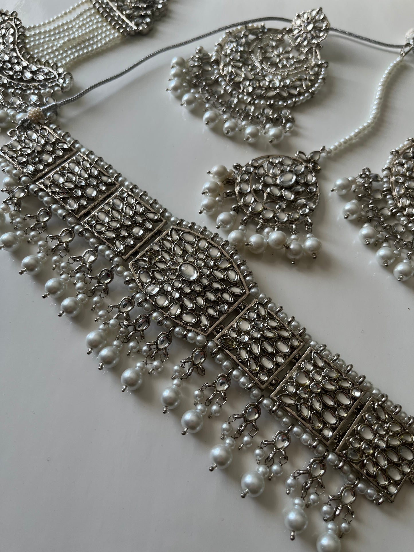Pakistani Silver Choker Set With Passa