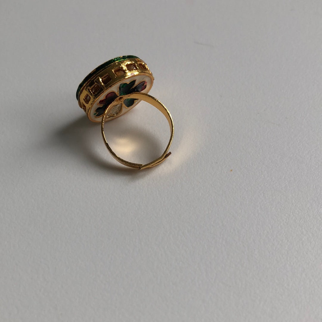 Clear Kundan Statement Ring