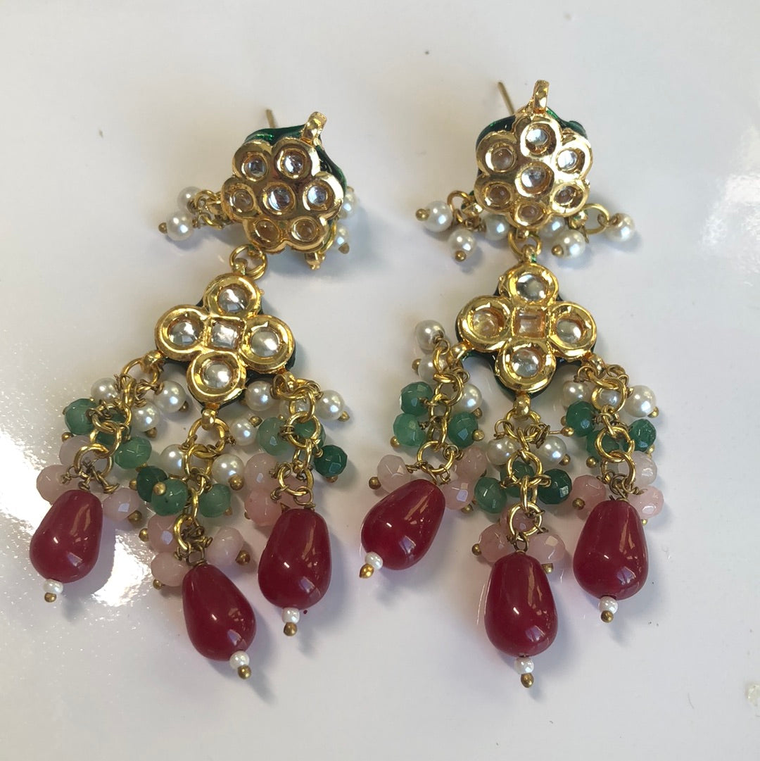 Red Green Pink Necklace Set