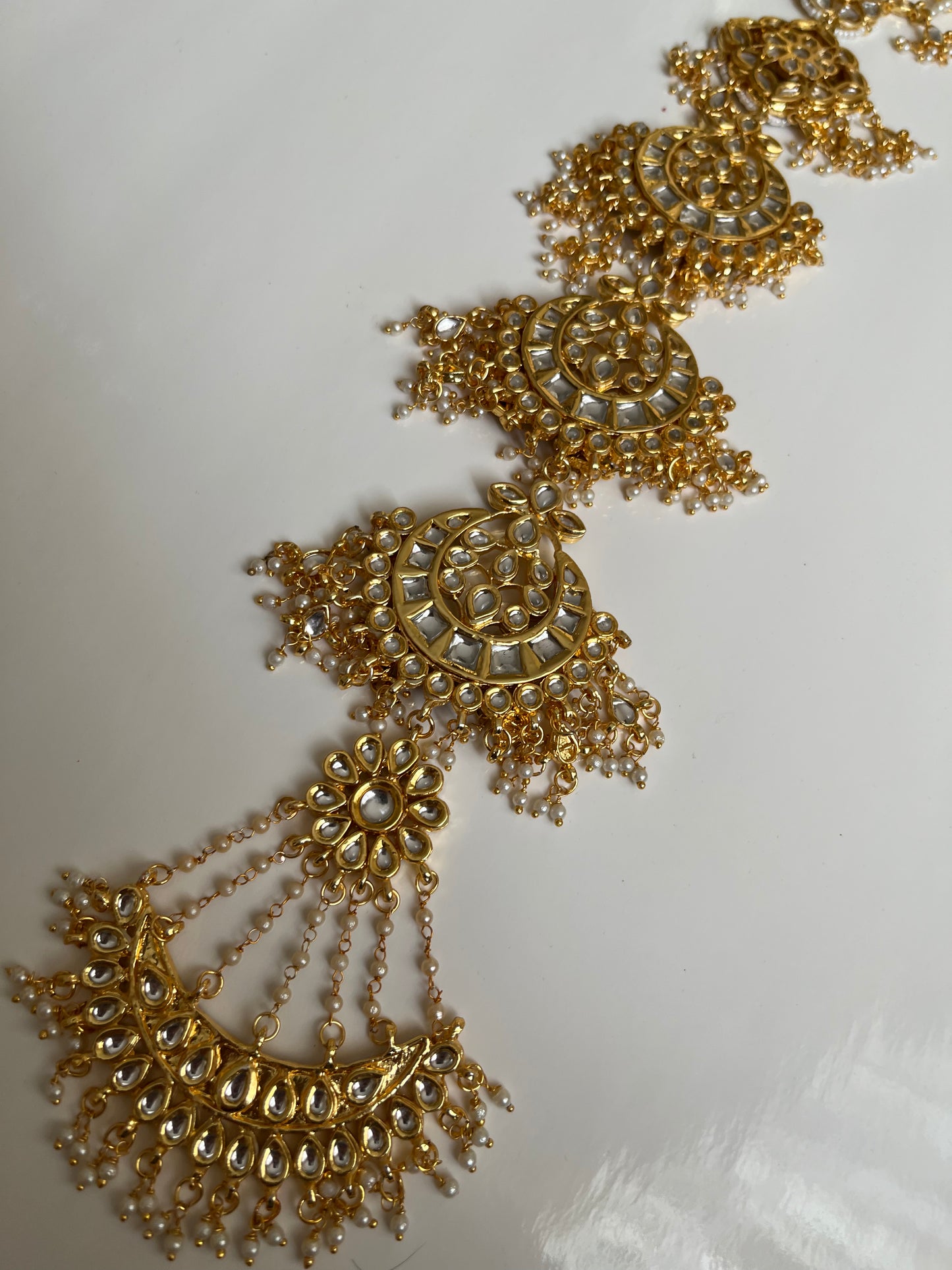 Thappa Kundan Pearl Hair Braid Piece