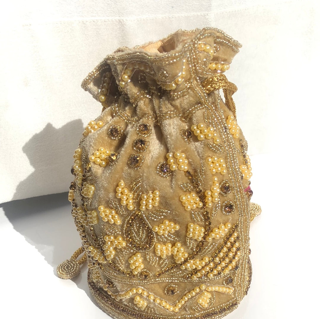 Gold Embroidered Potli Clutch