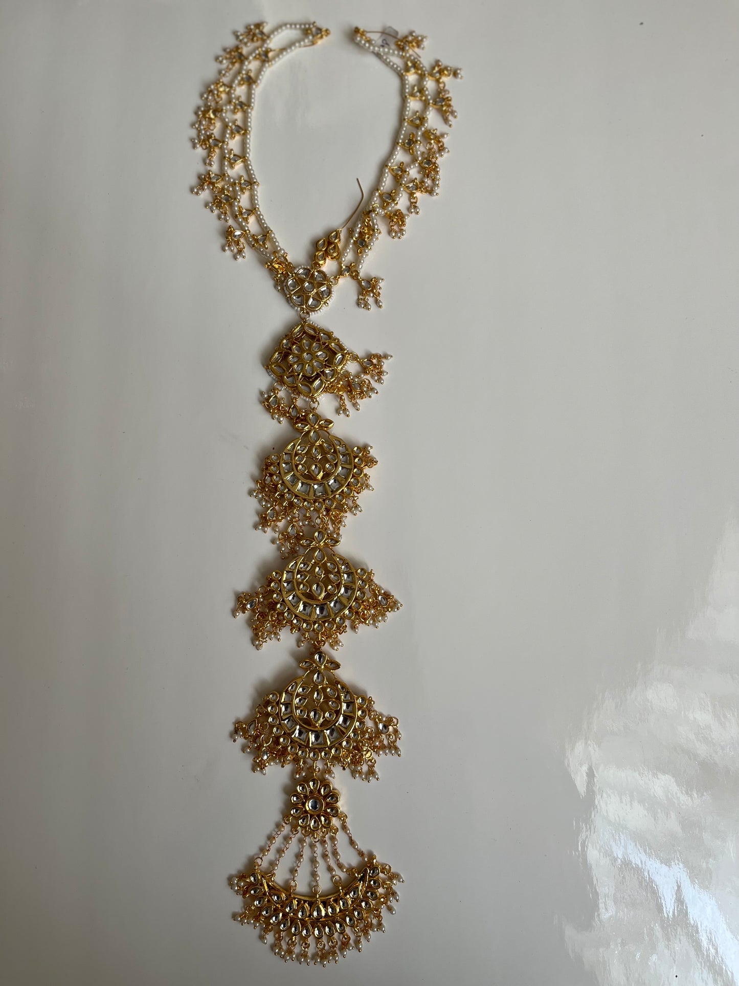 Thappa Kundan Pearl Hair Braid Piece