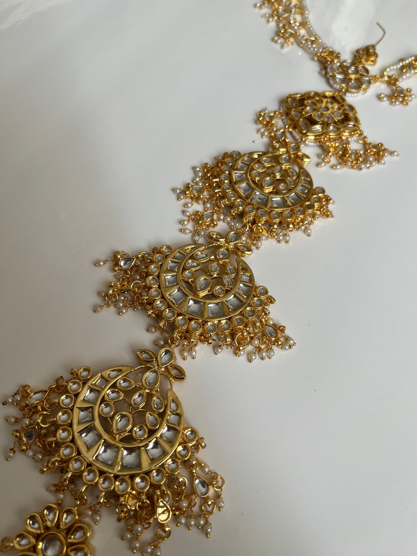 Thappa Kundan Pearl Hair Braid Piece